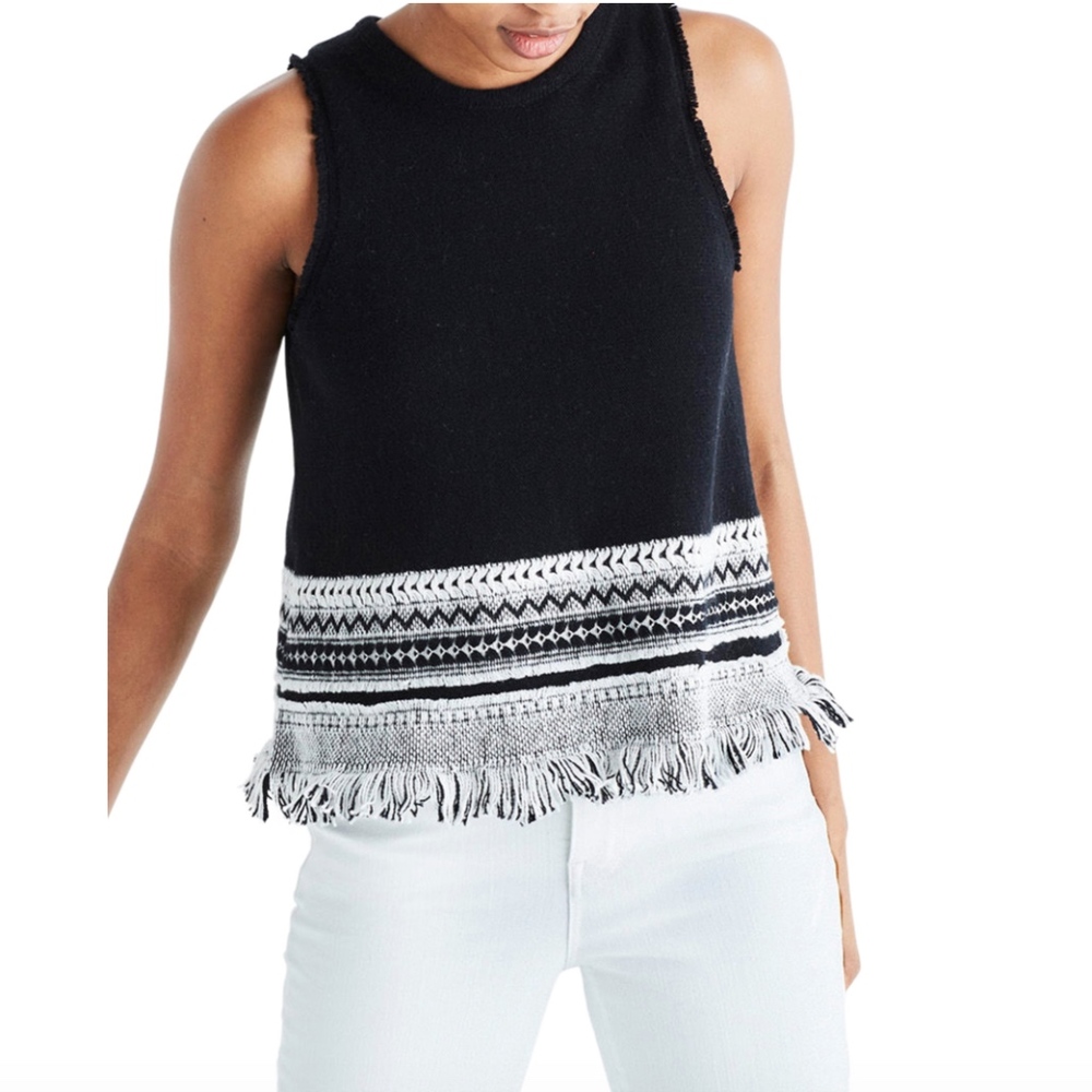 Madewell Villagrove Sweater Tank, Black/White, S